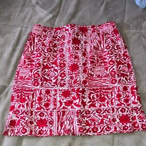 NWT Ann Taylor Red and White Floral Pencil Skirt With Pockets  Sz M